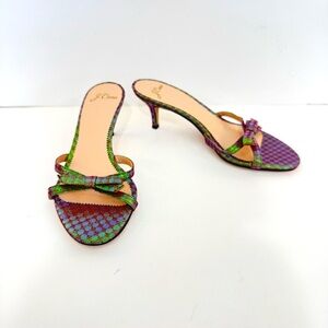 J. Crew Disco Dot Iridescent Strappy Mule Kitten Heel Size 6 Color Shifting